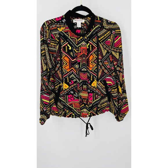 H&M Coachella Collection Ladies Geometric Multicolor Full Zip Jacket Size 14 - Picture 1 of 15